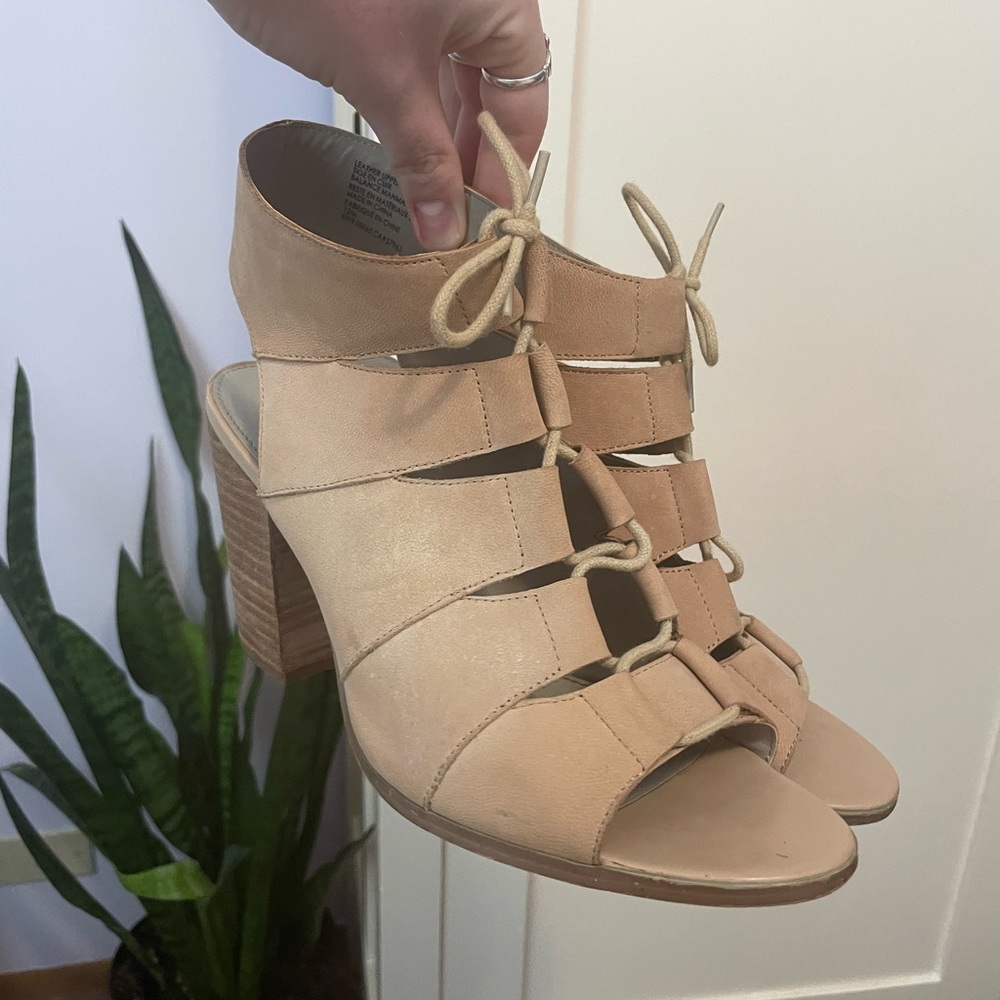Hinge Lace Up Block Heels